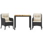 vidaXL Set comedor de jardín 3 pzas con cojines ratán sintético negro vidaXL Set comedor de jardín 3 pzas con cojines ratán sintético negro