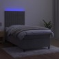 vidaXL Cama box spring colchón y LED terciopelo gris claro 90x190 cm