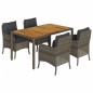 vidaXL Set comedor de jardín 5 piezas con cojines ratán sintético gris vidaXL Set comedor de jardín 5 piezas con cojines ratán sintético gris