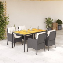 vidaXL Set de muebles jardín 5 pzas con cojines ratán sintético negro