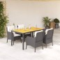 vidaXL Set de muebles jardín 5 pzas con cojines ratán sintético negro vidaXL Set de muebles jardín 5 pzas con cojines ratán sintético negro