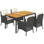 vidaXL Set de muebles jardín 5 pzas con cojines ratán sintético negro vidaXL Set de muebles jardín 5 pzas con cojines ratán sintético negro
