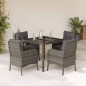 vidaXL Set comedor de jardín 5 piezas con cojines ratán sintético gris vidaXL Set comedor de jardín 5 piezas con cojines ratán sintético gris