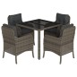 vidaXL Set comedor de jardín 5 piezas con cojines ratán sintético gris vidaXL Set comedor de jardín 5 piezas con cojines ratán sintético gris