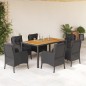 vidaXL Set de comedor de jardín 7 pzas y cojines ratán sintético negro vidaXL Set de comedor de jardín 7 pzas y cojines ratán sintético negro