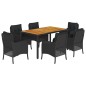 vidaXL Set de comedor de jardín 7 pzas y cojines ratán sintético negro vidaXL Set de comedor de jardín 7 pzas y cojines ratán sintético negro