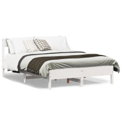vidaXL Estructura de cama con cabecero madera de pino blanco 150x200cm