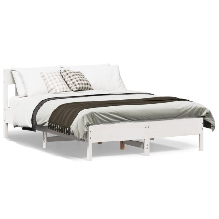 vidaXL Estructura de cama con cabecero madera de pino blanco 150x200cm
