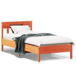 vidaXL Estructura cama con cabecero madera pino marrón cera 75x190 cm