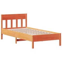 vidaXL Estructura cama con cabecero madera pino marrón cera 75x190 cm