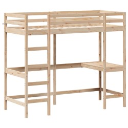 vidaXL Cama alta con escritorio madera maciza de pino 80x200 cm