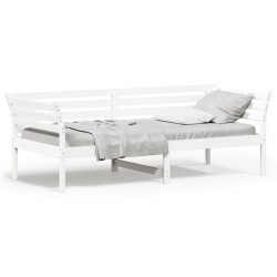 vidaXL Sofá cama de madera maciza de pino blanco 100x200 cm