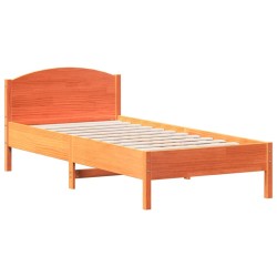vidaXL Estructura cama con cabecero madera pino marrón cera 100x200 cm