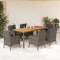 vidaXL Set comedor jardín 7 pzas y cojines ratán sintético gris vidaXL Set comedor jardín 7 pzas y cojines ratán sintético gris