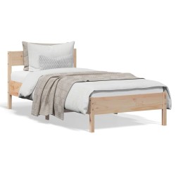 vidaXL Estructura de cama con cabecero madera maciza pino 90x190 cm