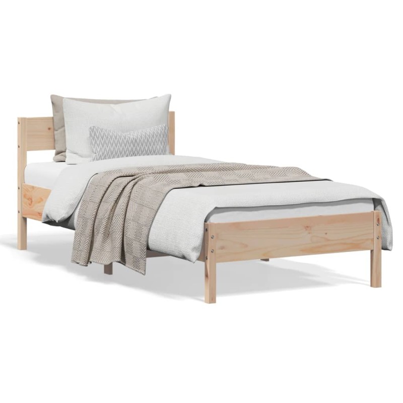 vidaXL Estructura de cama con cabecero madera maciza pino 90x190 cm