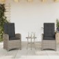vidaXL Sillones reclinable jardín y cojines 2 uds ratán sintético gris vidaXL Sillones reclinable jardín y cojines 2 uds ratán sintético gris