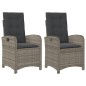vidaXL Sillones reclinable jardín y cojines 2 uds ratán sintético gris vidaXL Sillones reclinable jardín y cojines 2 uds ratán sintético gris