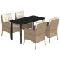 vidaXL Set comedor de jardín 5 pzas con cojines ratán sintético beige vidaXL Set comedor de jardín 5 pzas con cojines ratán sintético beige