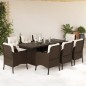 vidaXL Set comedor para jardín 9 pzas y cojines ratán sintético marrón vidaXL Set comedor para jardín 9 pzas y cojines ratán sintético marrón