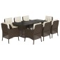 vidaXL Set comedor para jardín 9 pzas y cojines ratán sintético marrón vidaXL Set comedor para jardín 9 pzas y cojines ratán sintético marrón