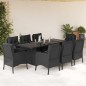 vidaXL Set de comedor de jardín 9 pzas y cojines ratán sintético negro