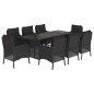 vidaXL Set de comedor de jardín 9 pzas y cojines ratán sintético negro