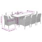 vidaXL Set de comedor de jardín 9 pzas y cojines ratán sintético negro