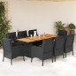 vidaXL Set de comedor de jardín 9 pzas y cojines ratán sintético negro vidaXL Set de comedor de jardín 9 pzas y cojines ratán sintético negro
