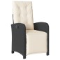 vidaXL Sillón reclinable de jardín con reposapiés ratán PE negro vidaXL Sillón reclinable de jardín con reposapiés ratán PE negro
