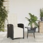 vidaXL Sillón reclinable de jardín con reposapiés ratán PE negro vidaXL Sillón reclinable de jardín con reposapiés ratán PE negro