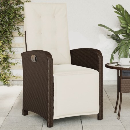 vidaXL Sillón reclinable de jardín con reposapiés ratán PE marrón