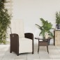 vidaXL Sillón reclinable de jardín con reposapiés ratán PE marrón vidaXL Sillón reclinable de jardín con reposapiés ratán PE marrón