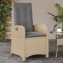 vidaXL Sillón reclinable de jardín con cojines ratán PE beige mixto