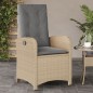 vidaXL Sillón reclinable de jardín con cojines ratán PE beige mixto vidaXL Sillón reclinable de jardín con cojines ratán PE beige mixto