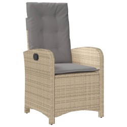 vidaXL Sillón reclinable de jardín con cojines ratán PE beige mixto