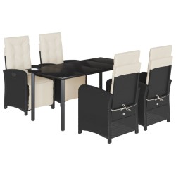 vidaXL Set de muebles jardín 5 pzas con cojines ratán sintético negro