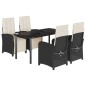 vidaXL Set de muebles jardín 5 pzas con cojines ratán sintético negro vidaXL Set de muebles jardín 5 pzas con cojines ratán sintético negro