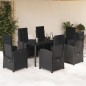 vidaXL Set de comedor de jardín 7 pzas y cojines ratán sintético negro vidaXL Set de comedor de jardín 7 pzas y cojines ratán sintético negro