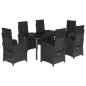 vidaXL Set de comedor de jardín 7 pzas y cojines ratán sintético negro vidaXL Set de comedor de jardín 7 pzas y cojines ratán sintético negro
