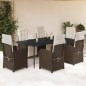 vidaXL Set comedor de jardín 7 pzas con cojines ratán sintético marrón vidaXL Set comedor de jardín 7 pzas con cojines ratán sintético marrón