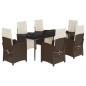 vidaXL Set comedor de jardín 7 pzas con cojines ratán sintético marrón vidaXL Set comedor de jardín 7 pzas con cojines ratán sintético marrón