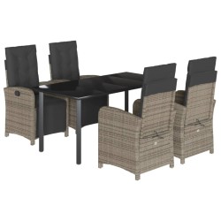 vidaXL Set comedor de jardín 5 piezas con cojines ratán sintético gris