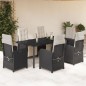 vidaXL Set de comedor de jardín 7 pzas y cojines ratán sintético negro vidaXL Set de comedor de jardín 7 pzas y cojines ratán sintético negro