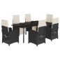 vidaXL Set de comedor de jardín 7 pzas y cojines ratán sintético negro vidaXL Set de comedor de jardín 7 pzas y cojines ratán sintético negro