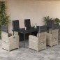 vidaXL Set comedor jardín 7 pzas y cojines ratán sintético gris claro vidaXL Set comedor jardín 7 pzas y cojines ratán sintético gris claro