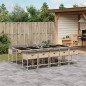 vidaXL Set comedor de jardín 11 pzas con cojines ratán sintético beige