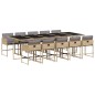vidaXL Set comedor de jardín 11 pzas con cojines ratán sintético beige