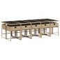 vidaXL Set comedor de jardín 11 pzas con cojines ratán sintético beige