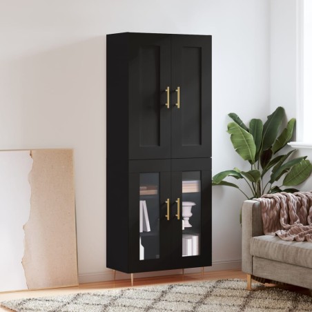 vidaXL Aparador alto madera contrachapada negro 69,5x34x180 cm